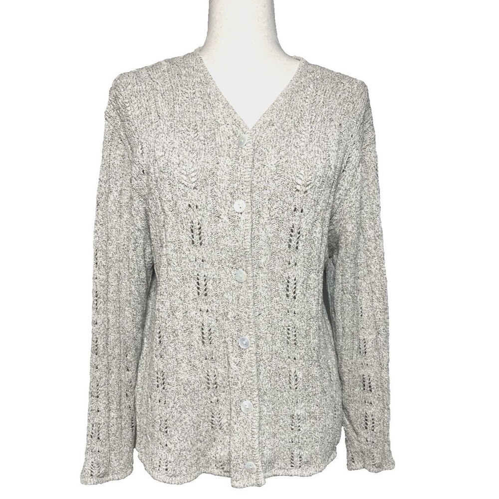 VTG Woolrich womens premium open knit button cardigan Large cottage cabincore